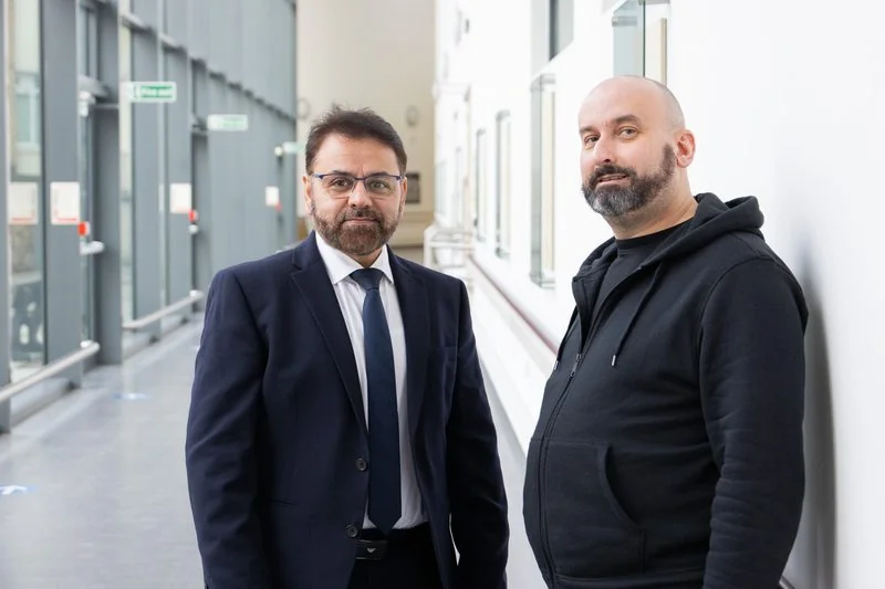 Dan with Mr Shakir Hussain following his hip resurfacing at the Woodlands Suite, Royal Orthopaedic Hospital Birmingham