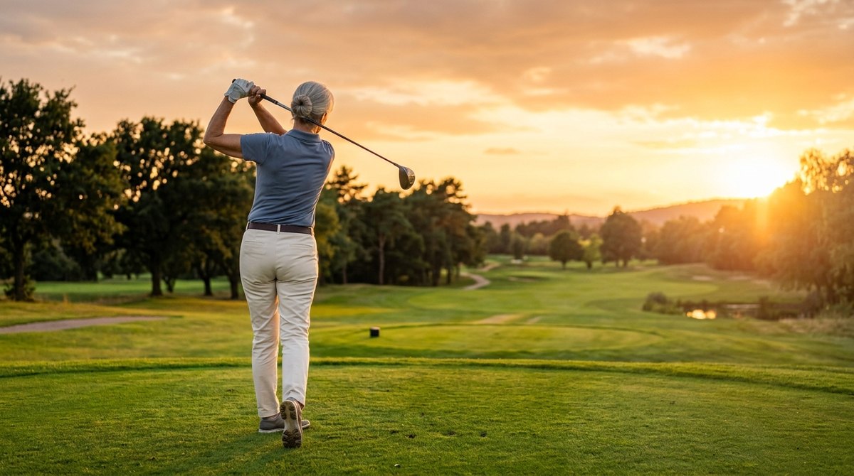 Golfer playing a round after total knee replacement surgery in Birmingham with Mr Shakir Hussain